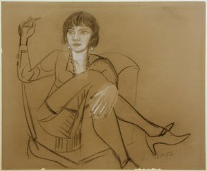 Quappi, tupakoi klubituolissa tekijältä Max Beckmann