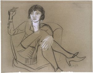 Quappi klubituolissa tupakoimassa tekijältä Max Beckmann
