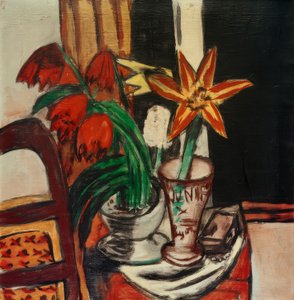 Punainen tulppaani ja tulililjat tekijältä Max Beckmann