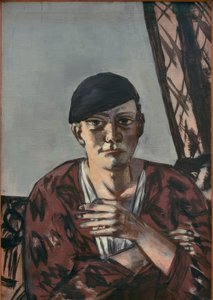Omakuva mustalla lippaalla tekijältä Max Beckmann