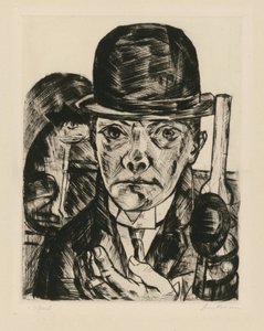 Omakuva jäykkä hattu päässä tekijältä Max Beckmann
