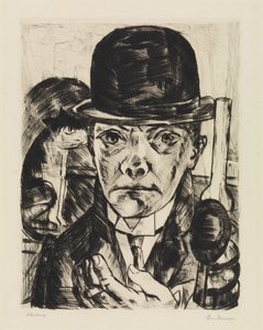 Omakuva jäykkä hattu päässä tekijältä Max Beckmann