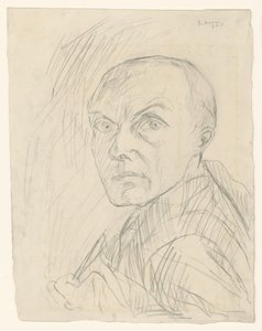 Omakuva vasemmalle kääntyneenä puoliprofiilissa tekijältä Max Beckmann