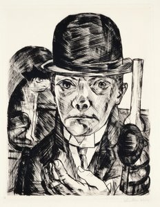 Auto-retrato com hatfinnish tekijältä Max Beckmann