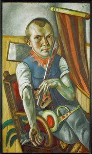 Omakuva klovnina (maalaus kankaalle) tekijältä Max Beckmann