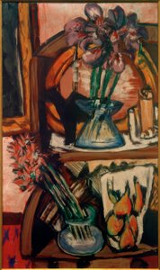 Asetelma, jossa on kaksi kukkamaljakkoa tekijältä Max Beckmann