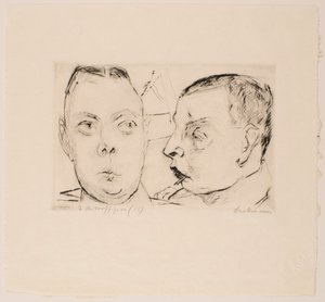 Kaksi autoupseeria, levy 15 portfoliosta "Faces" tekijältä Max Beckmann