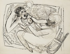 Naisten taistelut; naiset tappelevat tekijältä Max Beckmann