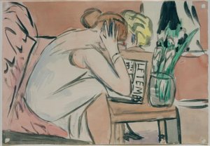 Kaksi tyttöä lukemassa tekijältä Max Beckmann