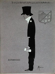 Karikatyyri Alfred Gwynne Vanderbiltistä (1877-1915), elokuvasta Millionaires of America tekijältä Max Cramer