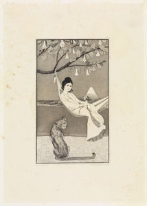 Dolce Far Niente (Siesta II) (etsattuja luonnoksia, opus I, lehti 8) tekijältä Max Klinger