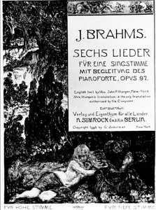 Etukappale Johannes Brahmsin (1833-1897) kappaleeseen "Six Lieder opus 97" (Six Songs opus 97) tekijältä Max Klinger