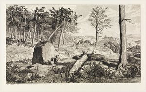 Simplicius metsän yksinäisyydessä (Intermezzi, opus IV, lehti 10) tekijältä Max Klinger