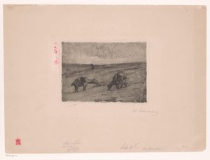 Maisema laiduntavien vuohien kanssa tekijältä Max Liebermann (signed by artist)