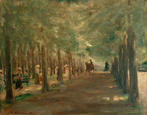 Allee im Tiergarten mit Reitern und Spaziergängern tekijältä Max Liebermann