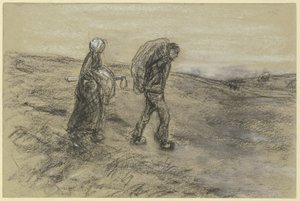 Työläinen palaamassa vaimonsa kanssa peltotöistä tekijältä Max Liebermann