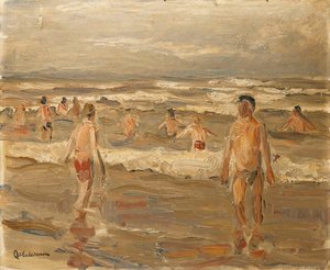 Pojat uimassa meressä; Pojat uimassa meressä, 1899 tekijältä Max Liebermann