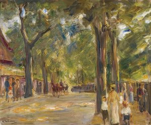 Wannseen suuri Seestrasse kävelijöiden kanssa tekijältä Max Liebermann
