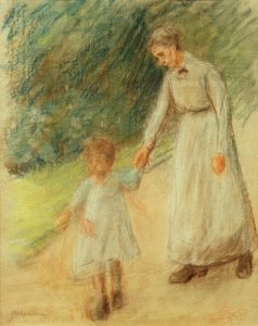 Tyttärentytär lastenhoitajan kanssa tekijältä Max Liebermann