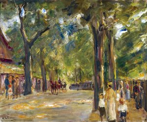 Figuurit Grosse Seestrassella Wannsee par Liebermannissa, Max (1847-1935). Öljy kankaalle, koko: 60,4x72,5, n. 1920, yksityinen kokoelma tekijältä Max Liebermann