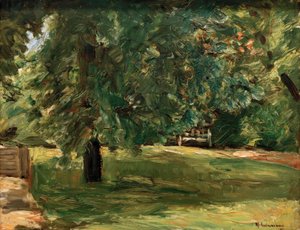 Puutarhapenkki kastanjan alla Wannseen puutarhassa tekijältä Max Liebermann