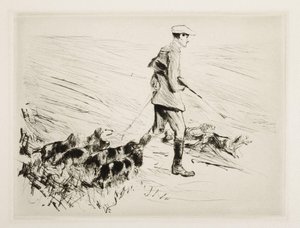Metsästäjä koirineen tekijältä Max Liebermann