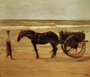Karren des Badewärters am Strand tekijältä Max Liebermann