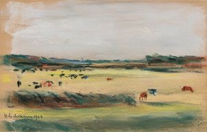 Maisema laiduntavien lehmien kanssa. 1908 tekijältä Max Liebermann