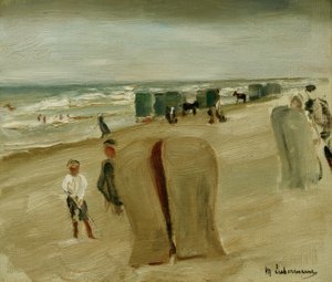 Strand mit Strandkörben tekijältä Max Liebermann