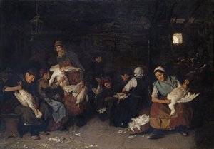Naiset kynivät hanhia, 1872 tekijältä Max Liebermann