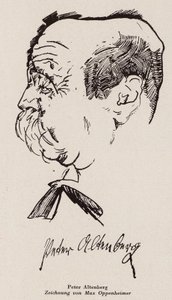 Peter Altenberg, itävaltalainen kirjailija ja runoilija (litografia)