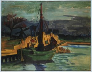 Kalastusveneitä rannalla/ 1923 tekijältä Max Pechstein