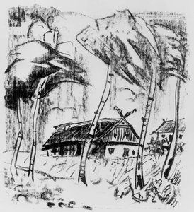 Birkenin takana oleva maatila tekijältä Max Pechstein