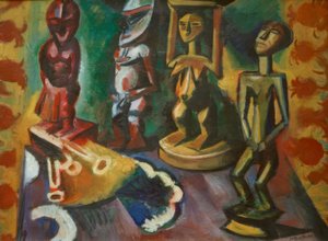 Still life with exotic sculptures tekijältä Max Pechstein