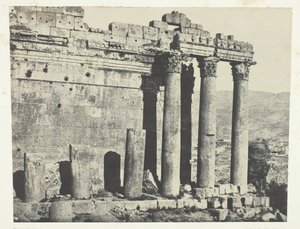 Baalbeck Heliopolis, Jupiterin temppeli, läntinen julkisivu, Syyria, 184951, painettu 1852. tekijältä Maxime Du Camp