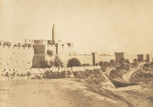 David Daoud Kalesyn linna ja Jerusalemin muurit, elokuu 1850. tekijältä Maxime Du Camp