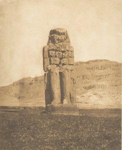 Kunnostettu Amenophis III:n kolossi Theban laulupatsaalla tai Memnonin kolossilla, 1849-50. tekijältä Maxime Du Camp