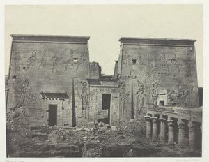 Drômos ja Philônes, Isiksen suuri temppeli Pilônesissa; Nubia, levy 72 albumista "Egypte, Nubie, Palestine et Syrie" (1852). tekijältä Maxime Du Camp
