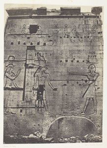 Isiksen suuri temppeli Philoessa, toinen pylväs; Nubia, levy 74 albumista "Egypte, Nubie, Palestine et Syrie" (1852).
