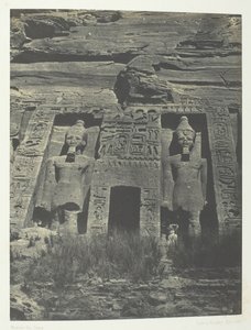 Ibsamboul, Hathorin Speosin sisäänkäynti, Nubia, 184951, painettu 1852. tekijältä Maxime Du Camp