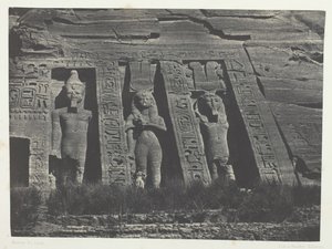 Ibsamboul, Hathorin Speosin pohjoisosa, Nubia, 184951, painettu 1852. tekijältä Maxime Du Camp