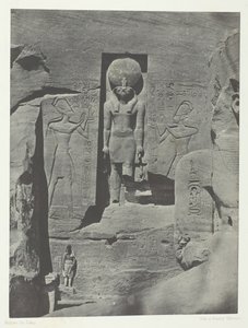 Ibsamboul, Phrèn Speosin sisäänkäynnin veistokset, Nubia, 184951, painettu 1852. tekijältä Maxime Du Camp