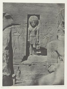 Ibsamboul, veistoksia Phrèn Spéosin sisäänkäynniltä, Nubia, levy 105 albumista "Egypte, Nubie, Palestine et Syrie" (1852). tekijältä Maxime Du Camp