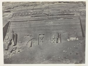 Ibsamboul, Vue Générale Du Grand Spéos De Phrè; Nubie, levy 102 albumista "Egypte, Nubie, Palestine et Syrie" (1852). tekijältä Maxime Du Camp