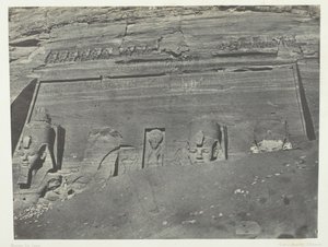 Ibsamboul, Yleiskuva Phrèn suurista speosista, Nubia, 184951, painettu 1852. tekijältä Maxime Du Camp