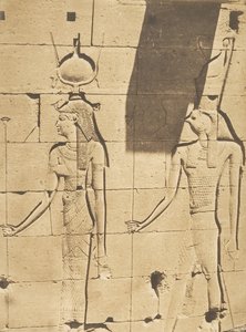 Isis ja Horus-Arsiesi - bareljefi Kalabcheh Talmisin temppelistä, 8. huhtikuuta 1850. tekijältä Maxime Du Camp