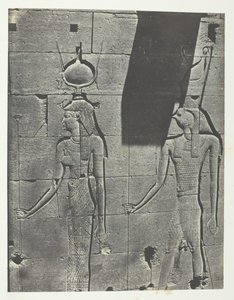 Kalabscheh, veistoksia temppelin takajulkisivulta, Nubia, 184951, painettu 1852. tekijältä Maxime Du Camp