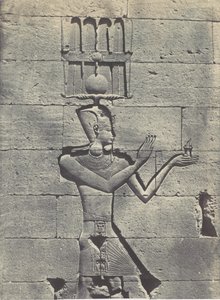 Nubia. Kalabscheh. Veistoksia temppelin takajulkisivulta, 1850. tekijältä Maxime Du Camp