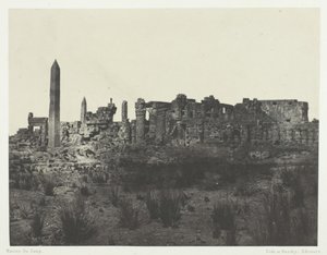 Karnakin palatsi, yleinen näkymä raunioista, viety pohjoiseen, Thebes, 184951, painettu 1852. tekijältä Maxime Du Camp