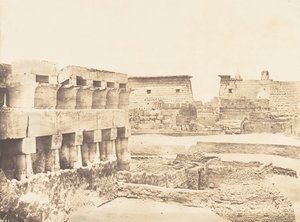 Luxorin palatsi ja kylä, otettu etelästä, Thebes, 1849-50. tekijältä Maxime Du Camp